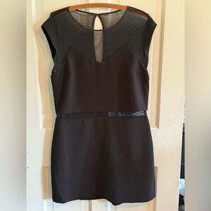 Express Black Mini Dress Size 12 Mesh Accents Short‎ Sleeve